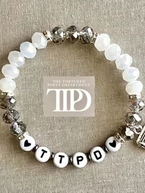 Taylor Swift TTPD Bracelet 🤍 Tortured Poets Department Beaded Swiftie Jewelry